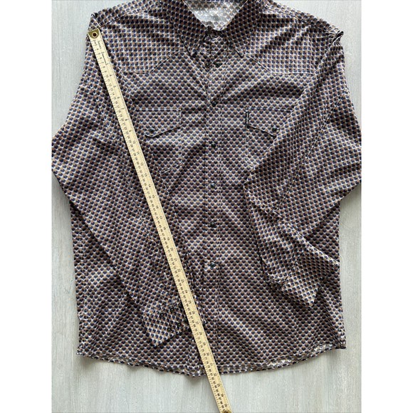 Cinch Men's SZ XXL Modern Fit Blue Pattern Pearl Snap Western Long Sleeve Shirt - Picture 6 of 9